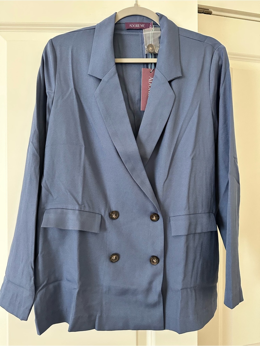 Adore Me Double-Breasted Slate Blue Blazer **NWT** Size S